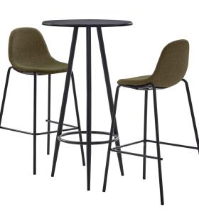 Set mobilier bar, 3 piese, maro, material textil