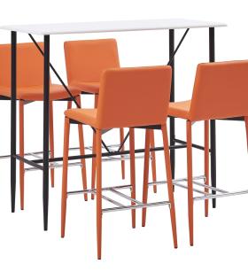 Set mobilier de bar, 5 piese, portocaliu, piele ecologică