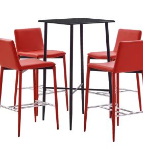 Set mobilier de bar, 5 piese, roșu, piele ecologică