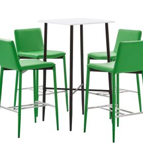 Set mobilier de bar, 5 piese, verde, piele ecologică