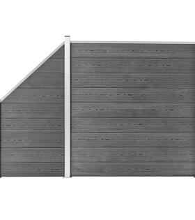 Set panouri gard, 1 pătrat + 1 oblic, gri, 273x186 cm, WPC