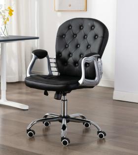 Scaun de birou rotativ, negru, piele ecologică
