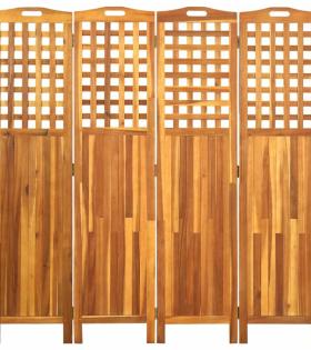 Paravan de cameră cu 4 panouri, 161x2x170 cm, lemn masiv acacia