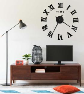 Ceas de perete 3D, negru, 100 cm, XXL, design modern