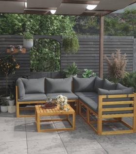Set mobilier de grădină cu perne, 6 piese, lemn masiv de acacia