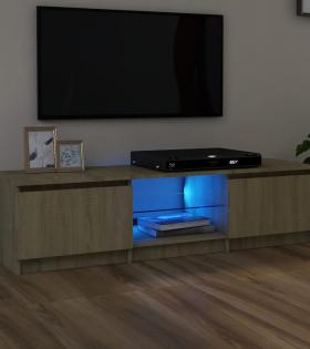 Comodă TV cu lumini LED, stejar sonoma, 140x40x35,5 cm