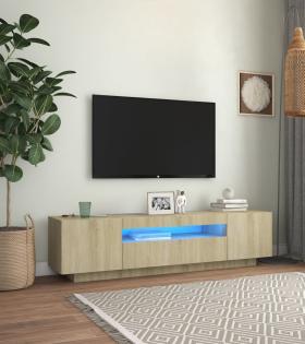 Comodă TV cu lumini LED, stejar sonoma, 160x35x40 cm