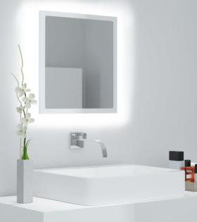 Oglindă de baie cu LED, alb extralucios, 40x8,5x37 cm