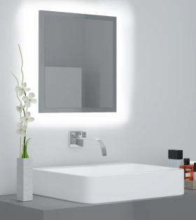 Oglindă de baie cu LED, gri extralucios, 40x8,5x37 cm