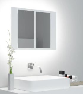 Dulap de baie cu oglindă și LED, alb, 60x12x45 cm