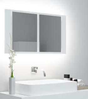 Dulap de baie cu oglindă și LED, alb, 80x12x45 cm