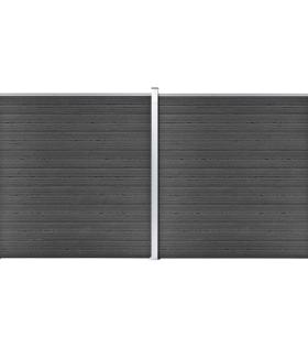 Set de panouri de gard, negru, 353 x 186 cm, WPC