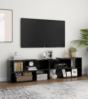 Comodă TV, negru extralucios, 149x30x52 cm, PAL