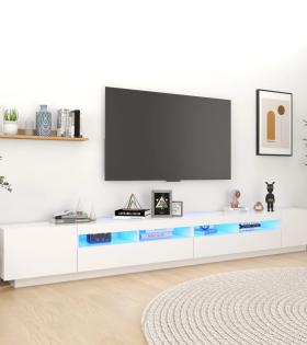 Comodă TV cu lumini LED, alb, 300x35x40cm