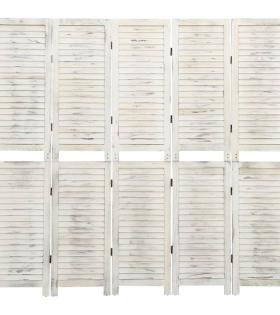 Paravan de cameră cu 5 panouri alb antichizat 178,5x166 cm lemn