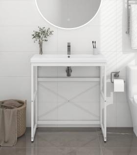 Cadru chiuvetă de baie, alb, 79x38x83 cm, fier