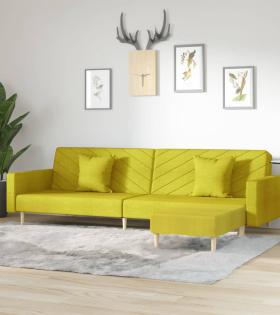 Canapea extensibilă 2 locuri, 2 perne&taburet, verde, textil
