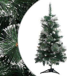 Brad de Crăciun artificial cu suport verde și alb 90 cm PVC