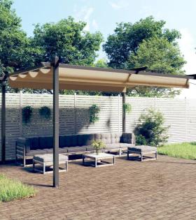 Pavilion de grădină, acoperiș retractabil, gri taupe, 4x3 m