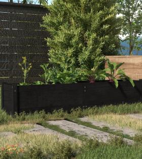 Strat înălțat de grădină, negru, 150x31x31 cm, lemn masiv pin