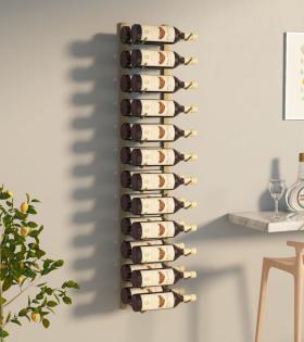 Suport sticle de vin, de perete, 24 sticle, auriu, fier