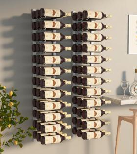 Suport sticle de vin, de perete, 36 sticle, 2 buc., alb, fier
