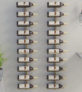 Suport sticle de vin, de perete, 10 sticle, 2 buc, auriu, metal