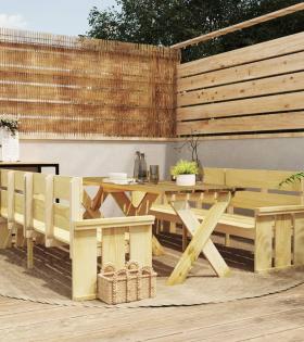 Set mobilier de grădină, 3 piese, lemn de pin tratat