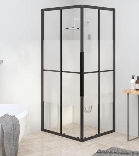 Cabină de duș, negru, 80x70x180 cm, ESG semi-mată
