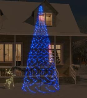 Brad de Crăciun pe catarg, 1400 LED-uri, albastru, 500 cm