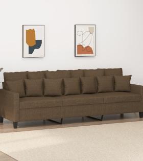 Canapea cu 3 locuri, maro, 210 cm, material textil