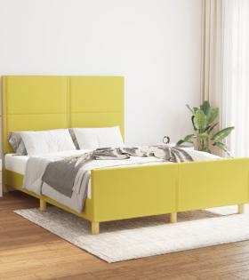 Cadru de pat cu tăblie, verde, 140x200 cm, textil