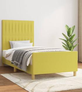 Cadru de pat cu tăblie, verde, 90x200 cm, textil