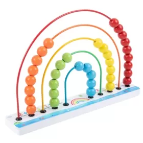 Abac Montessori din Lemn Curcubeu pentru Bebe Sunny Rainbow