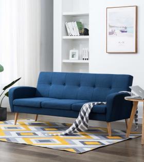 Canapea cu 3 Locuri, Material Textil, Albastru