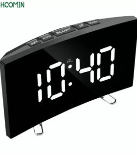 Ceas Electronic cu Alarmă, Afișaj LED,  Negru cu Afisaj Alb/Roșu/Verde - Negru-alb