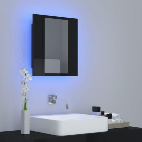 Dulap de baie cu oglindă RGB LED, negru extralucios, 40x12x45 cm