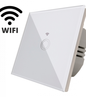 Întrerupător Touch Simplu WI-FI, Alb, Sticlă Securizată