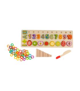 Joc creativ tip tablă cu fructe și numere,  Lemn și Plastic