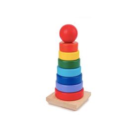 Joc Interactiv tip Piramida Multicoloră, 8 Piese, Lemn