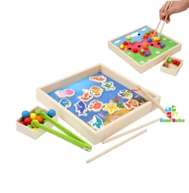 Joc Montessori 2 in 1 Pescuit Magnetic si Mozaic Dexteritate