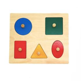 Joc tip Panou Multicolor cu Forme Geometrice, 6 Piese, Lemn