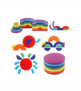 Jucărie Creativă tip Puzzle de Construit, Multicolor, Lemn
