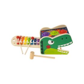 Jucărie Creativă tip Xilofonul Micului Dinozaur, 7 Piese, Lemn 