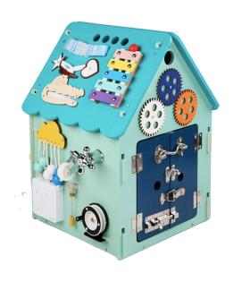 Jucărie Educativă Montessori Căsuța cu Surprize, 6 Piese, Multicolor, Lemn, Metal și Plastic
