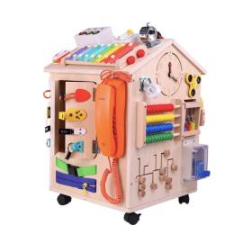 Jucărie Educativa Montessori tip Căsuța Securizată, 20 Piese, Multicolor, Lemn, Metal și Plastic