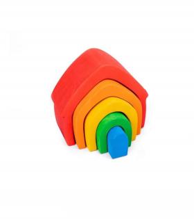 Joc tip Puzzle Casa Curcubeu, Multicolor, Lemn