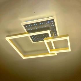 Lustra LED cu Telecomanda Riana 172W Dimabila Alb Auriu