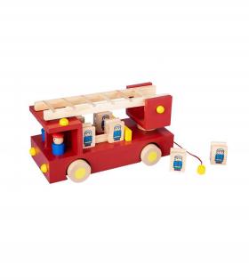 Jucărie tip Mașinuță de Pompieri, Multicolor, Lemn