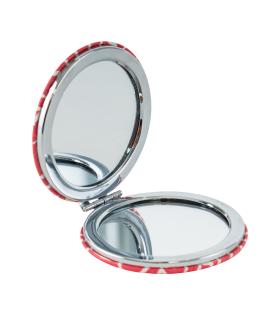 Oglindă de Buzunar cu Alb și Roșu, Piele Ecologică și Metal